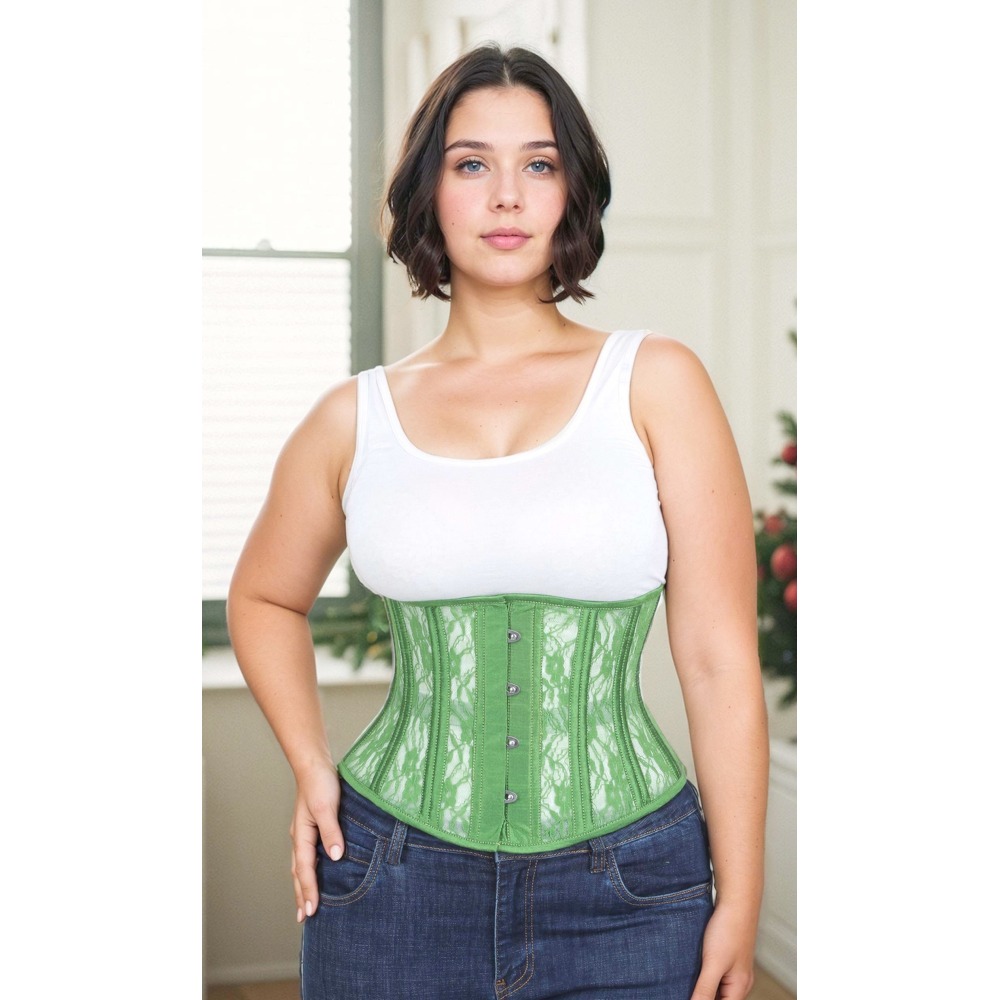 Attitude Corsets - Mesh With Lace Underbust korset - Groen